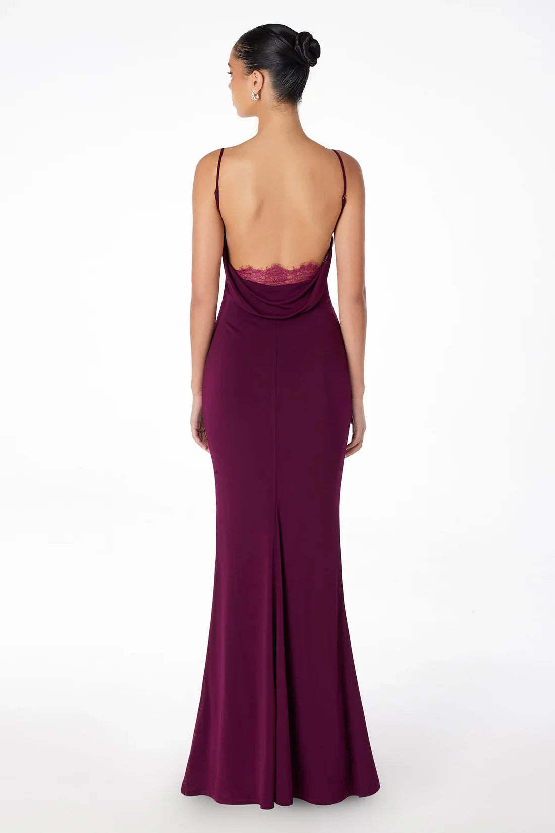 Ruched Mermaid Plunging V Neck Spaghetti Strap Lace Back Floor Length Hot sale Prom Dress ﻿