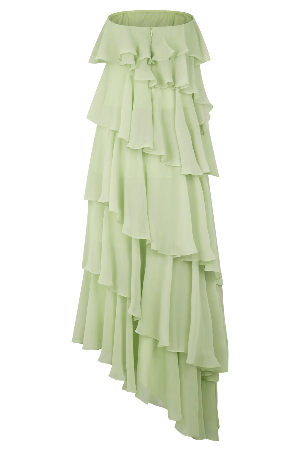 Ruffle Affordable Strapless Prom Dresses Trendy Floor Length Ball Gowns Tiered Strapless Prom Clothes