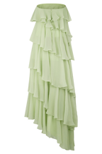 Ruffle Affordable Strapless Prom Dresses Trendy Floor Length Ball Gowns Tiered Strapless Prom Clothes