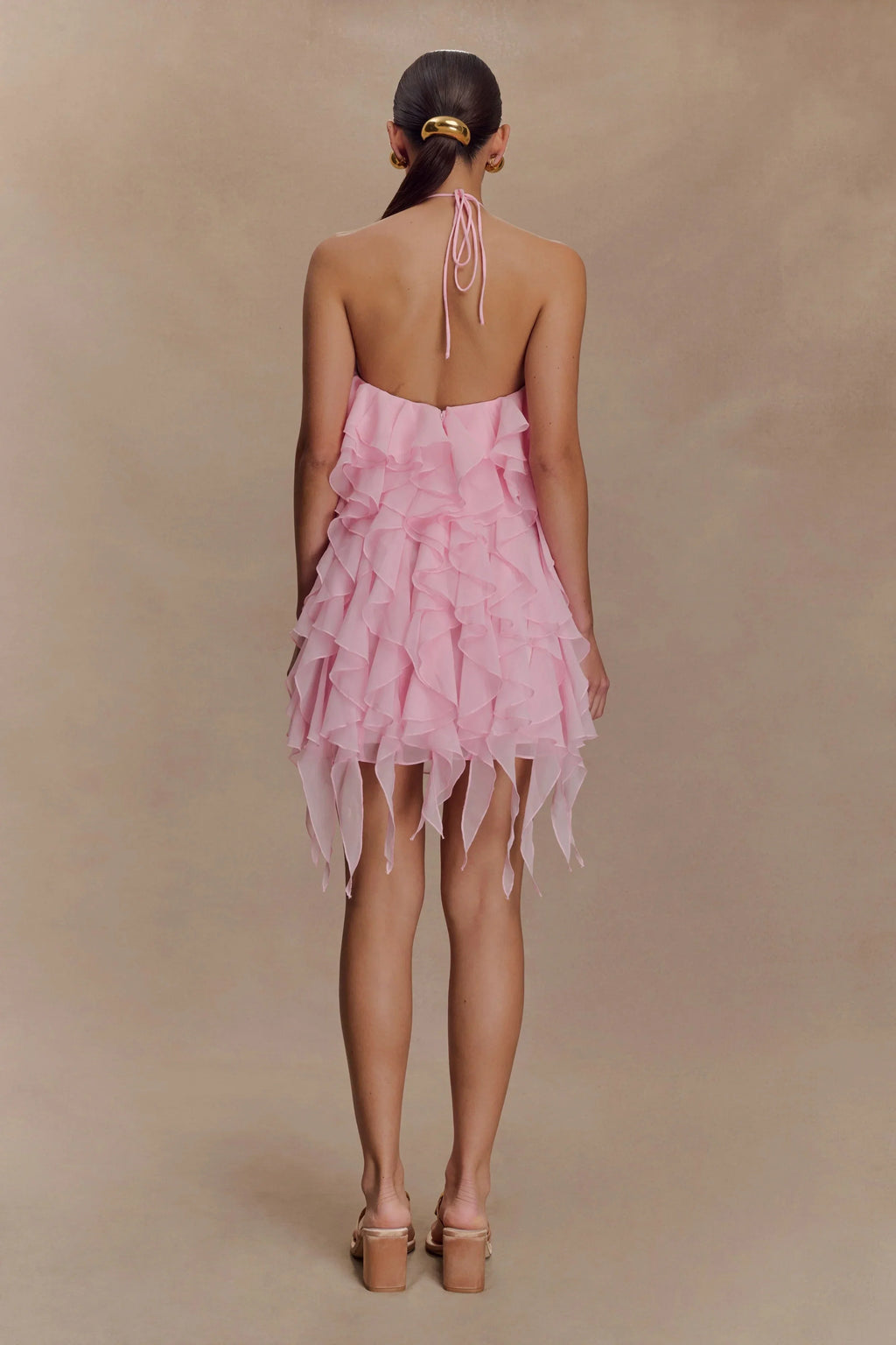 Ruffle Halter Mini Dress Sexy Backless Cocktail Dresses A-Line Elegant Cocktail Dresses No Slit Homecoming Dresses