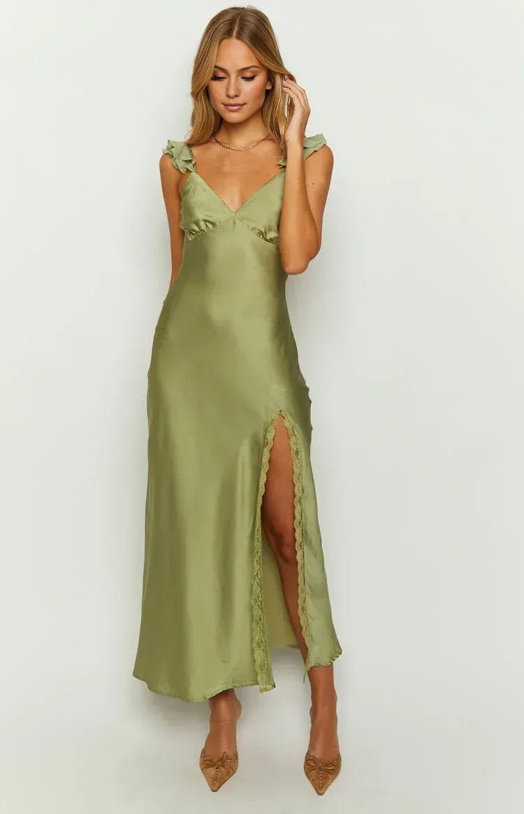 Ruffle Straps Long Graduation Party Dresses Backless Sleeveless Prom Dresses Affordable Evening Dresses