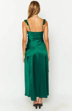 Ruffle Straps Sleeveless V Neck Long Graduation Party Homecoming Dresses Backless Pleats Elegant Prom Dresses for Ladies with slit