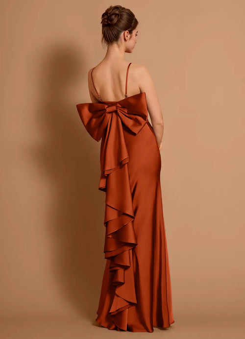 Robe de soirée sirène longue pour femme, bustier, sans manches, dos noué, à volants