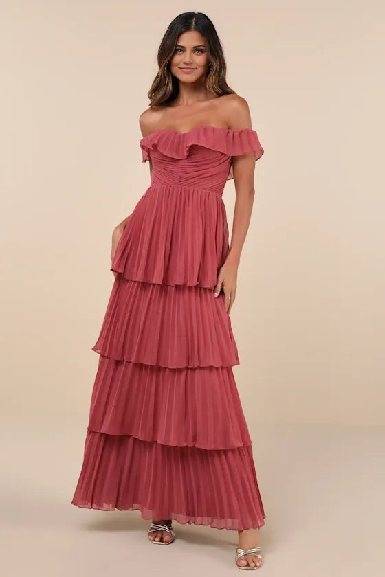 Dress Classic Emerald Pleated Off-the-Shoulder Maxi Dress Evening Dress A-Line Sleeveless Sweetheart Neck Prom Dress