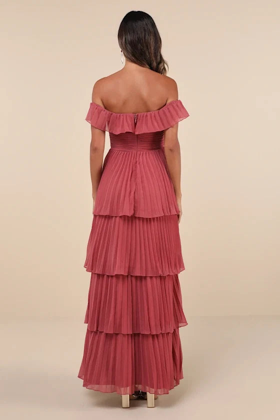 Dress Classic Emerald Pleated Off-the-Shoulder Maxi Dress Evening Dress A-Line Sleeveless Sweetheart Neck Prom Dress