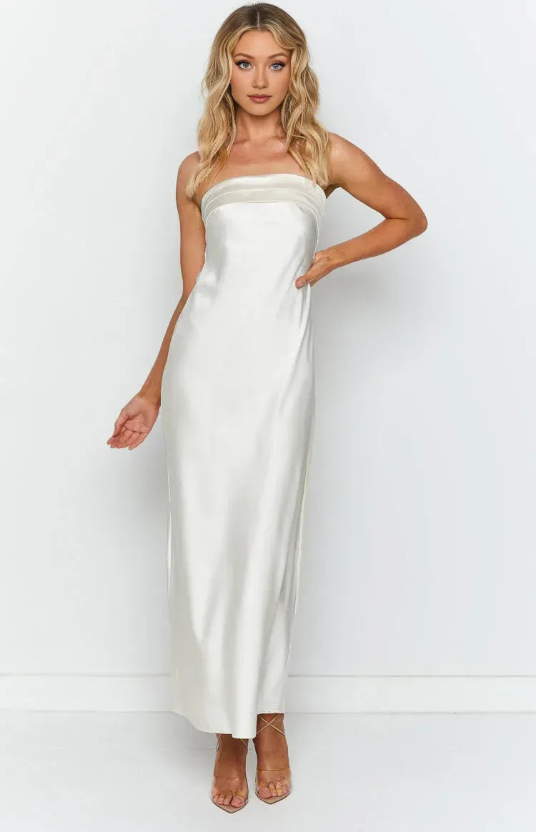 Floor Length Strapless Graduation Party Dresses Backless Sleeveless Prom Dresses Hot Sale Long Evening Dresses