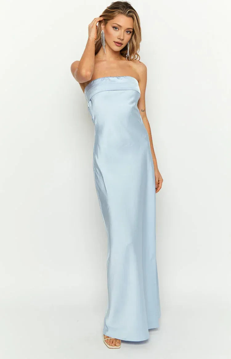 Floor Length Strapless Graduation Party Dresses Backless Sleeveless Prom Dresses Hot Sale Long Evening Dresses