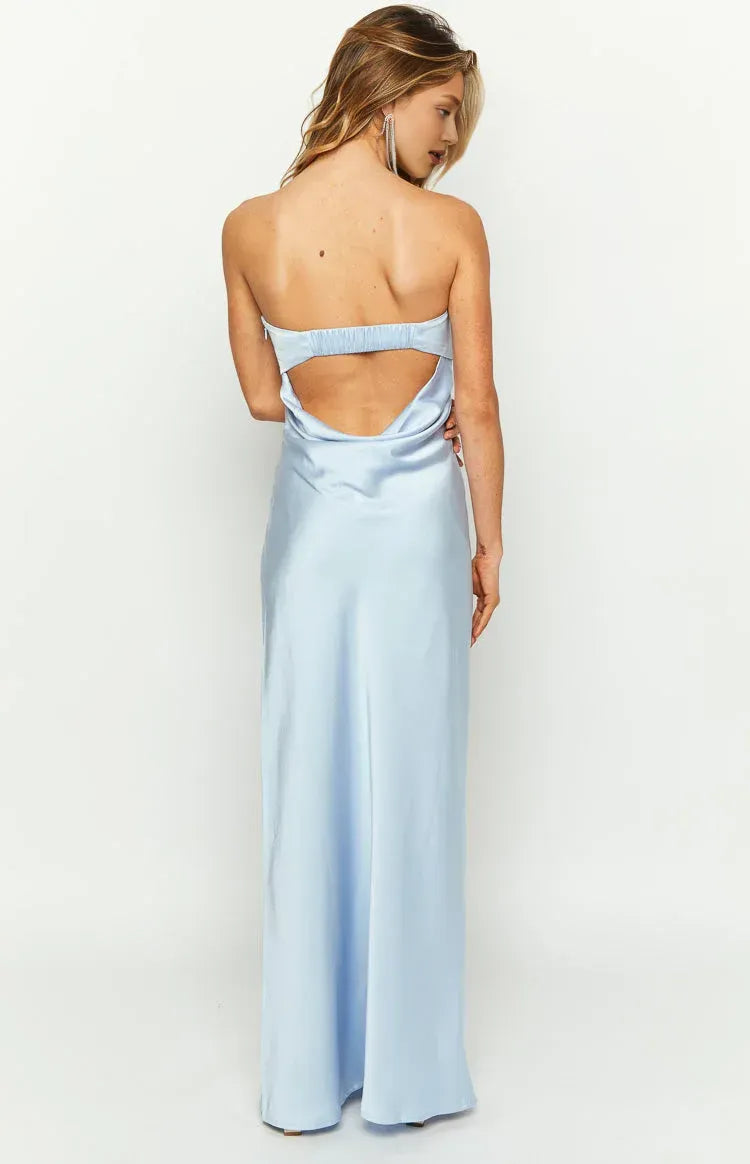 Floor Length Strapless Graduation Party Dresses Backless Sleeveless Prom Dresses Hot Sale Long Evening Dresses