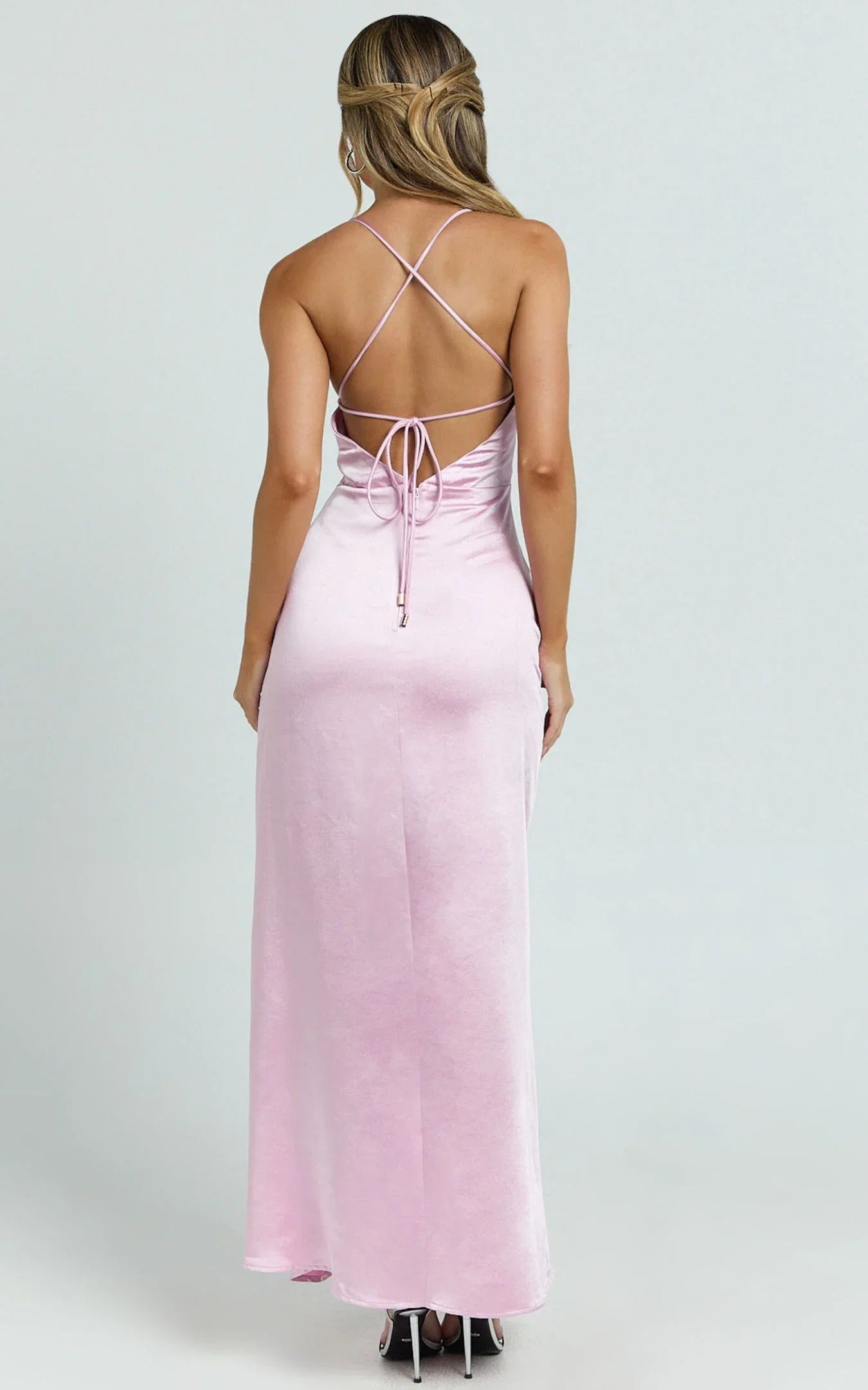 Mermaid Trumpet V Neck Elegant Ruched Bust Tie Back Prom Dress Ankle-Length Sleeveless Formal Evening Gown Hot Sale Bridesmaid Dresses