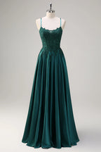 Scoop Sleeveless A-Line Elegant Off the shoulder Floor Length Prom Dress For Sale For Women