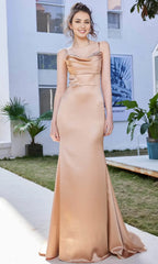 Scoop Sleeveless Sheath Elegant Off the shoulder Floor Length Prom Dress For Sale For Women
