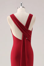 Scoop Sleeveless Sheath Simple Off the shoulder Floor Length Prom Dress Hot Sale For Ladies