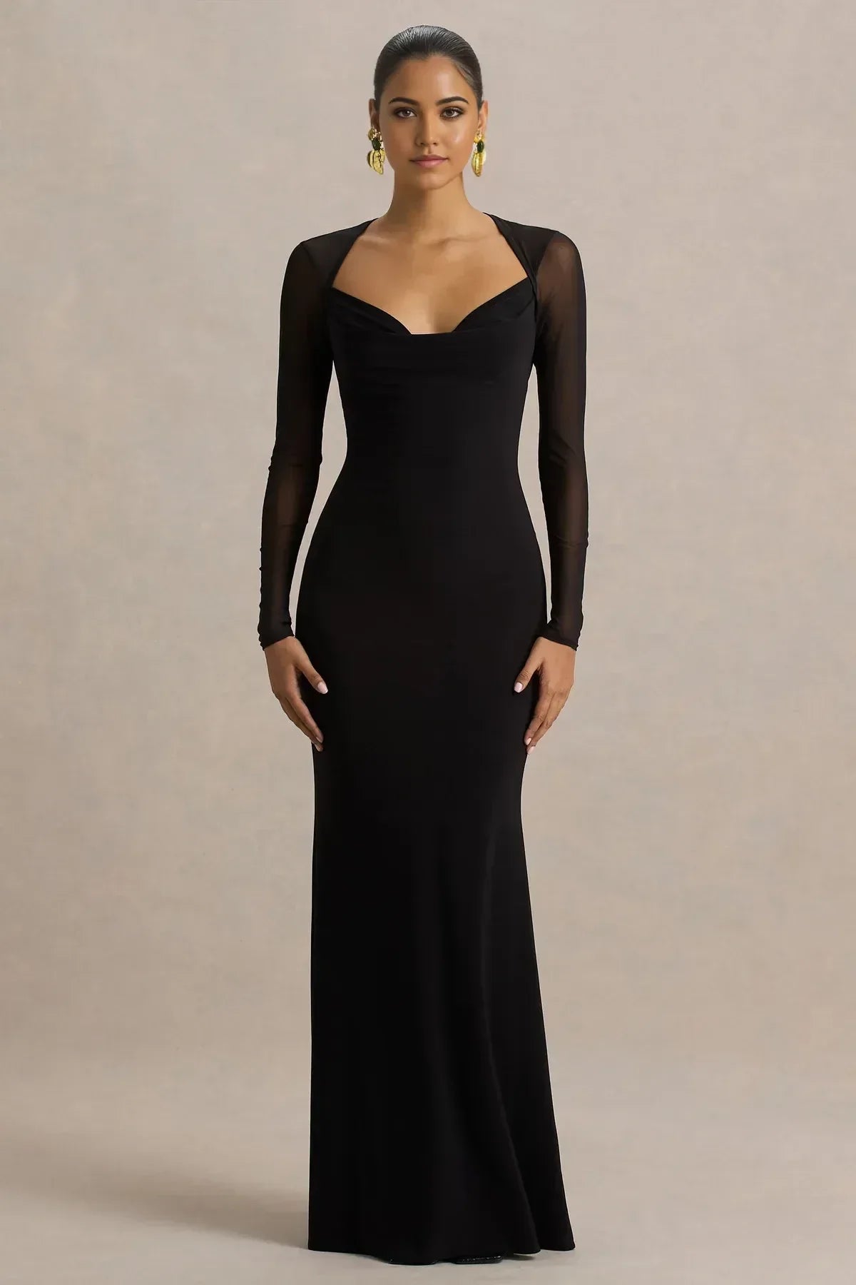 Sensational Mermaid Sweetheart Neck Mesh Sleeve Lace Back Floor Length Evening Dress