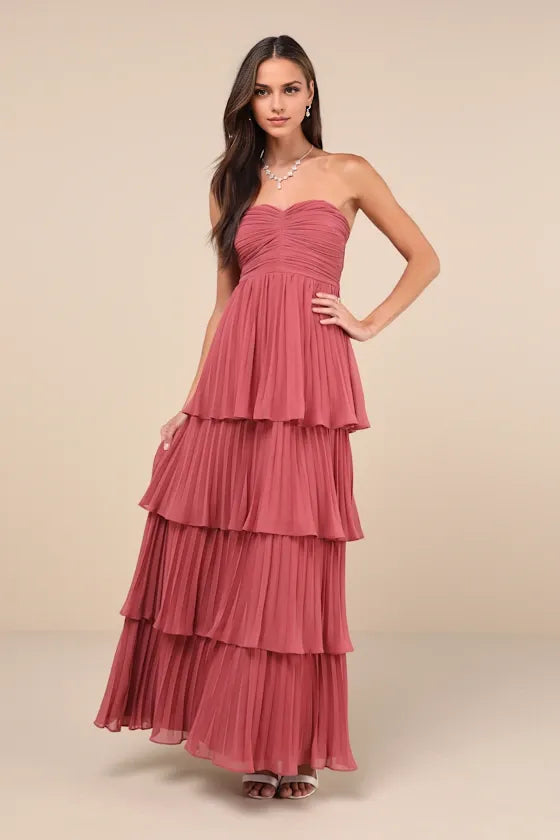 Pink Dress Light Pink Strapless Tie Maxi Dress Evening Dress A-Line Sleeveless Sweetheart Neck Prom Dress