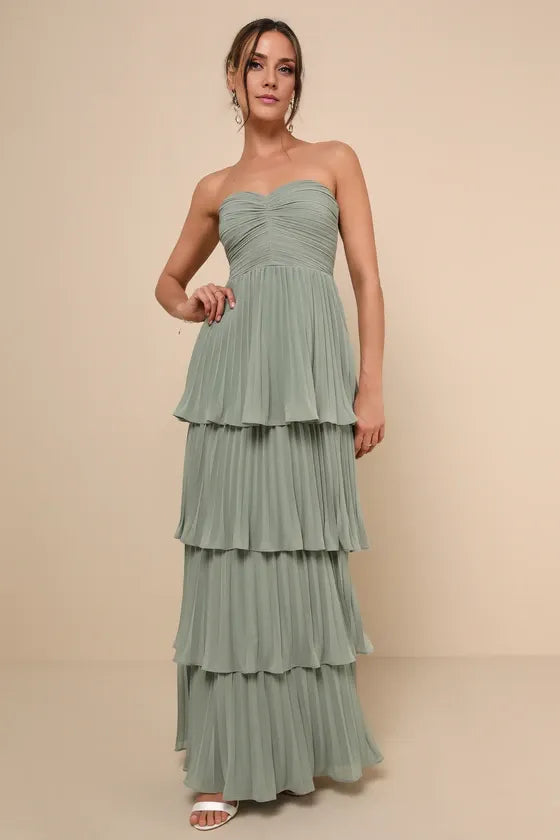 Pink Dress Light Pink Strapless Tie Maxi Dress Evening Dress A-Line Sleeveless Sweetheart Neck Prom Dress