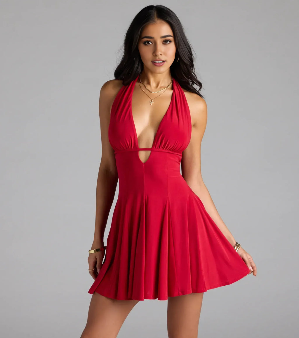 Sexy A-Line Halter Neck Sleeveless Up Short-Mini Homecoming Dress
