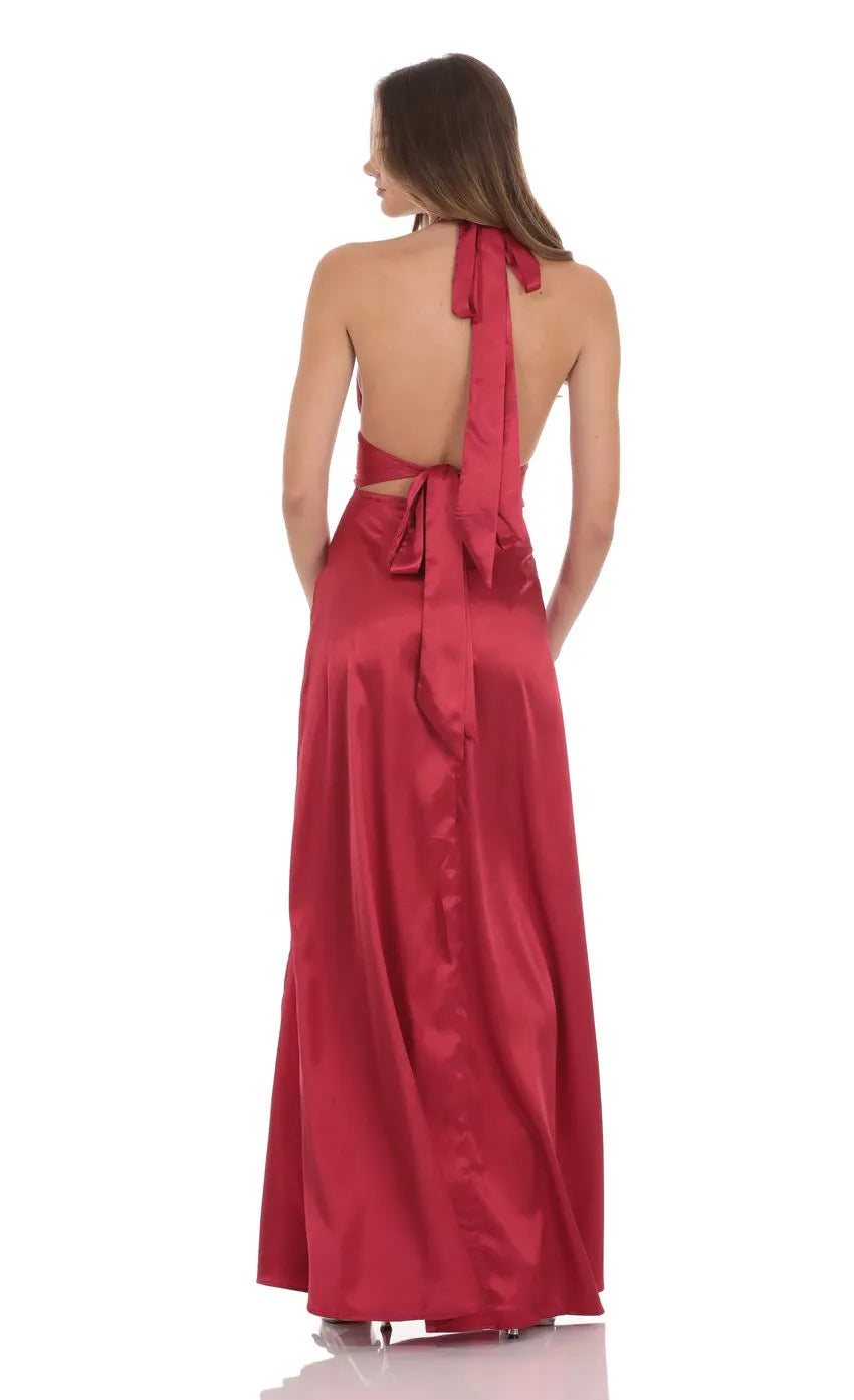 Sexy A-Line/Princess Halter Neck Sleeveless Up Floor-Length Prom Dress