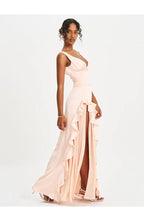 Sexy A-Line V Neck Sleeveless Backless Floor-Length Prom Dress