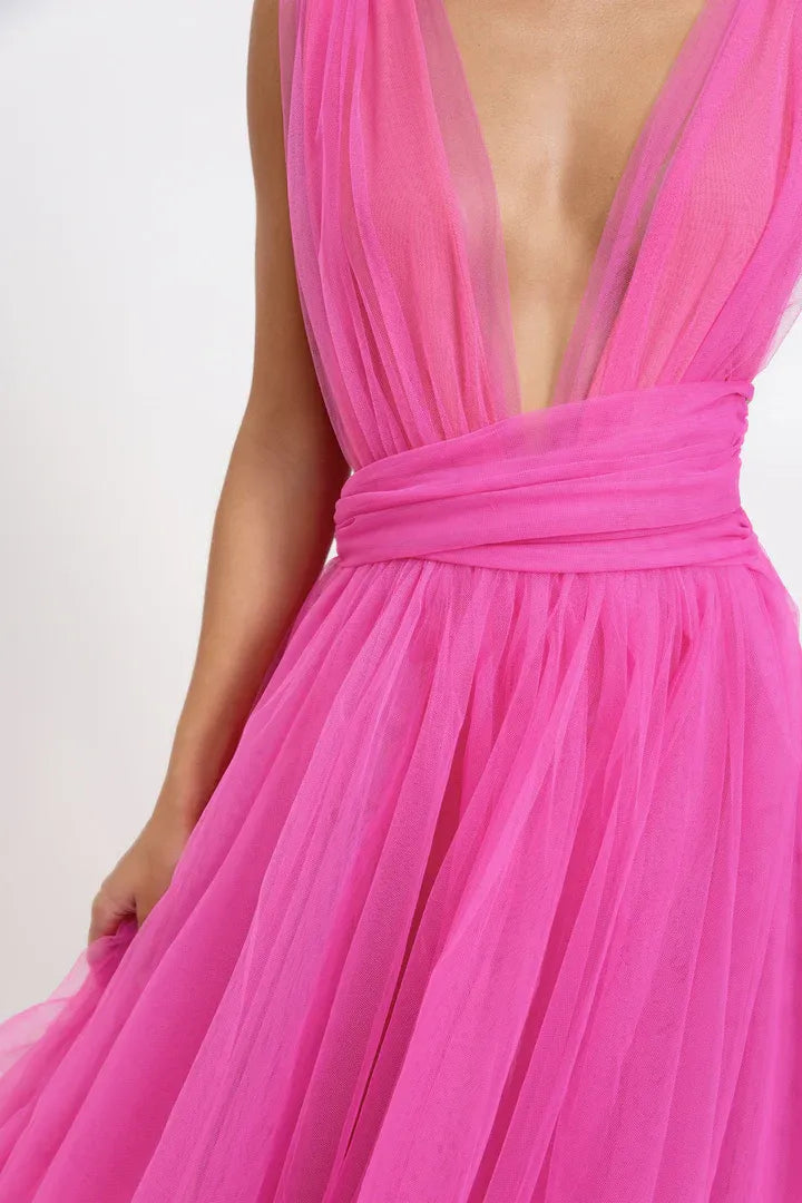 Sexy A-Line V Neck Sleeveless Floor-Length Prom Dress