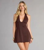 Sexy Bodycon Halter V-neck Sleeveless Open Back Short-Mini Homecoming Dress