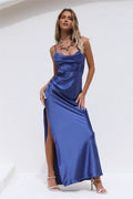 Sexy Mermaid Cowl Neck Sleeveless Back Zip Floor-Length Prom Dress