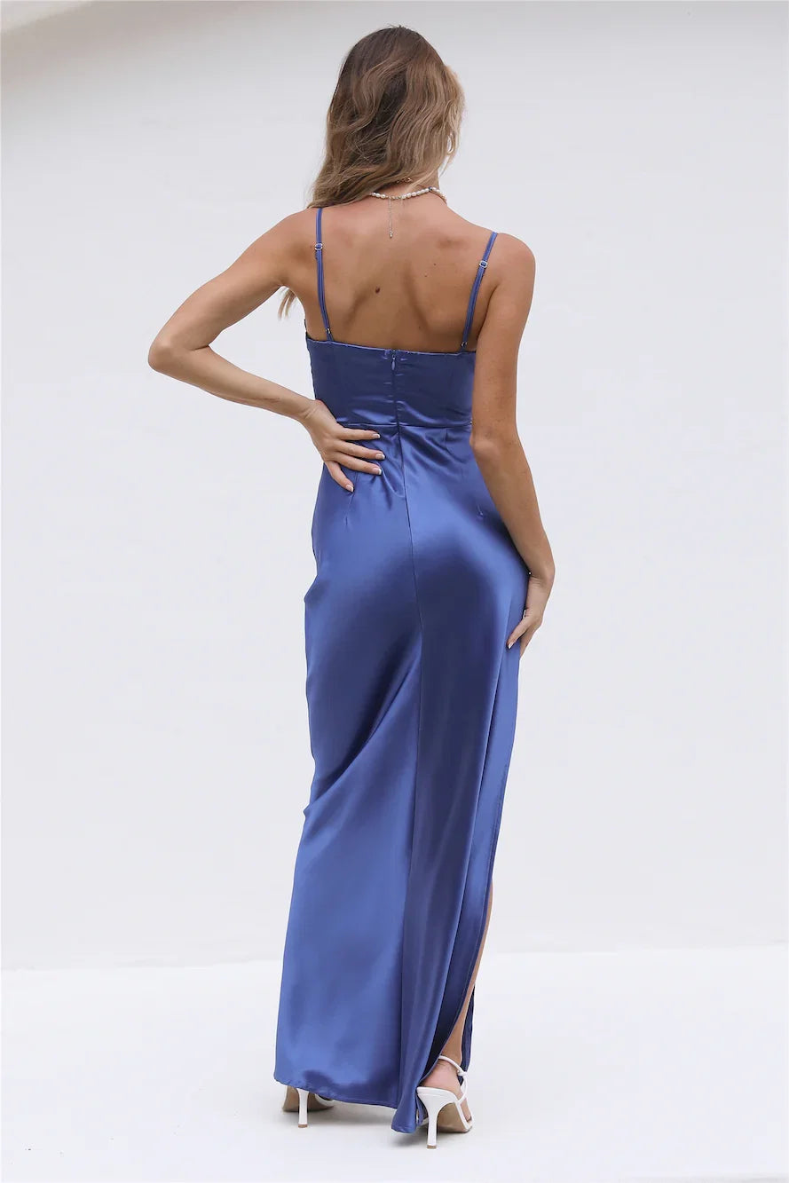 Sexy Mermaid Cowl Neck Sleeveless Back Zip Floor-Length Prom Dress