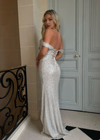 Sexy Mermaid Off the Shoulder Sleeveless Back Zip Floor-Length Prom Dress