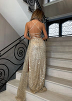Sexy Mermaid Spaghetti Straps Sleeveless Up Sweep/Brush Train Prom Dress