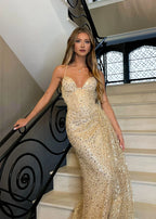 Sexy Mermaid Spaghetti Straps Sleeveless Up Sweep/Brush Train Prom Dress