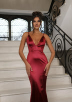 Sexy Mermaid Spaghetti Straps Sleeveless Low Back Sweep/Brush Train Prom Dress