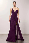 Sexy Sheath/Column Deep V-Neck Sleeveless Floor-Length Prom Dress