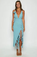 Sexy Sheath/Column Spaghetti Straps Sleeveless Backless Ankle-Length Prom Dress