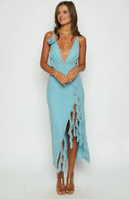 Sexy Sheath/Column Spaghetti Straps Sleeveless Backless Ankle-Length Prom Dress