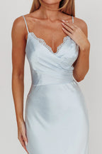 Sexy Sheath/Column Spaghetti Straps Sleeveless Backless Floor-Length Prom Dress