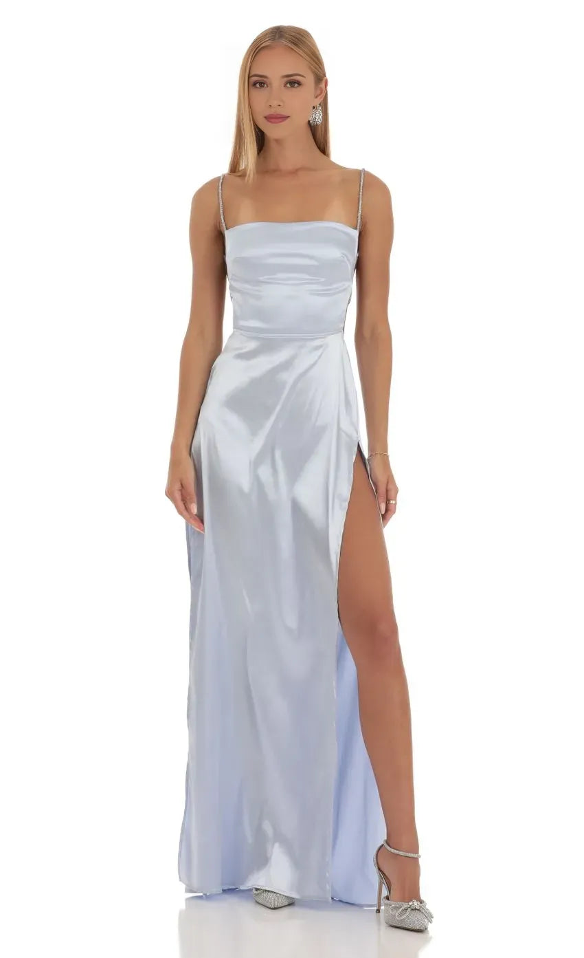 Sexy Sheath/Column Spaghetti Straps Sleeveless Up Floor-Length Prom Dress