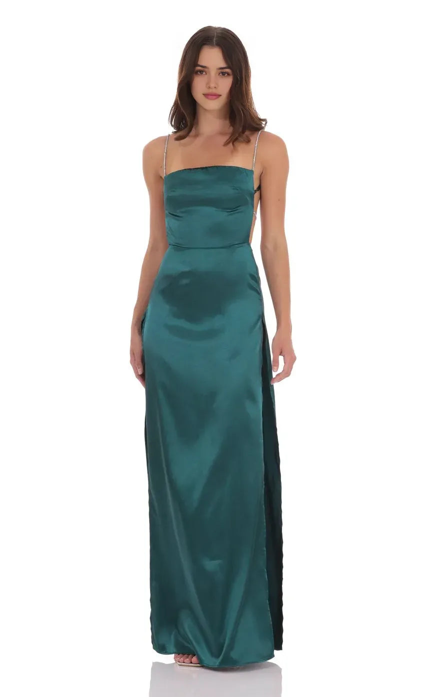 Sexy Sheath/Column Spaghetti Straps Sleeveless Up Floor-Length Prom Dress
