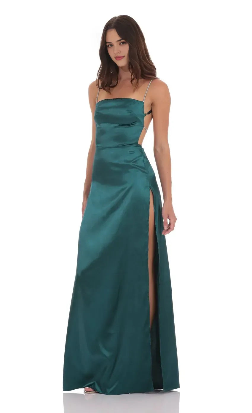 Sexy Sheath/Column Spaghetti Straps Sleeveless Up Floor-Length Prom Dress