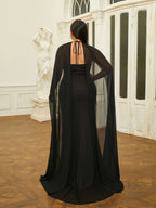 Sexy Sheath Halter Neck Sleeveless Backless Floor-Length Plus Size Prom Dress