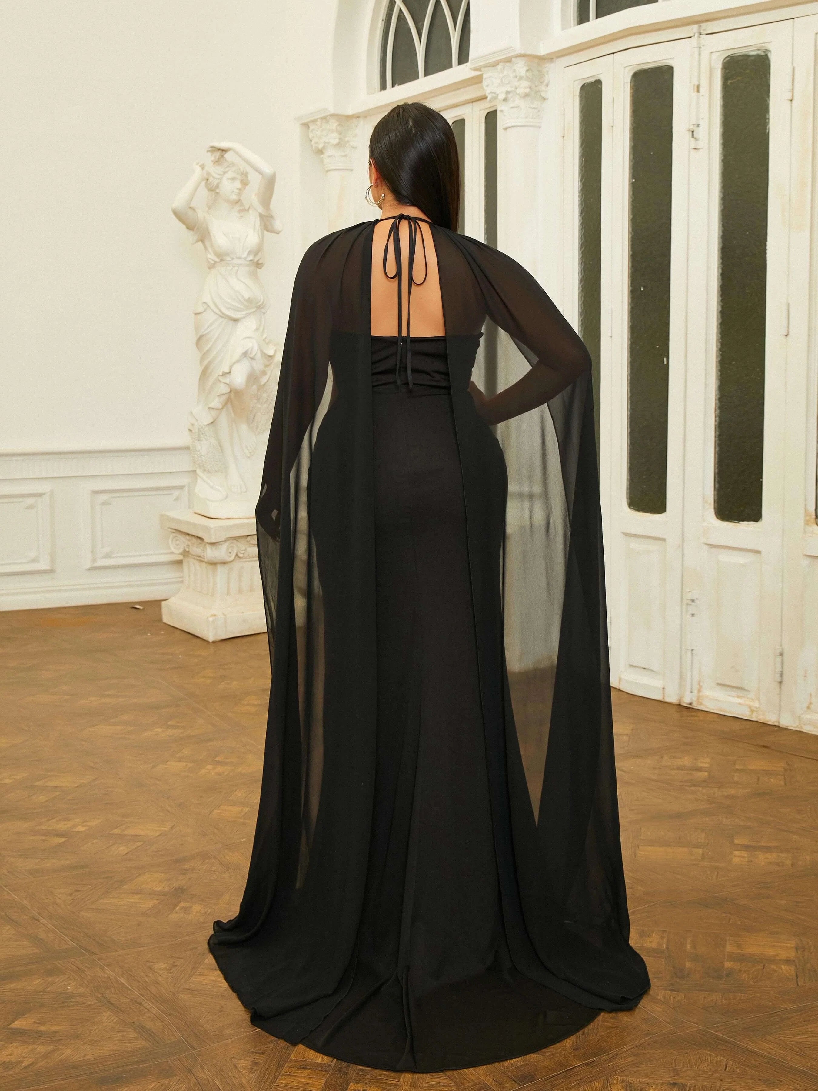 Sexy Sheath Halter Neck Sleeveless Backless Floor-Length Plus Size Prom Dress