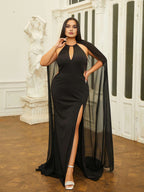Sexy Sheath Halter Neck Sleeveless Backless Floor-Length Plus Size Prom Dress