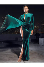 Sexy Sheath Plunging V Neck Long Sleeve Floor-Length Prom Dress