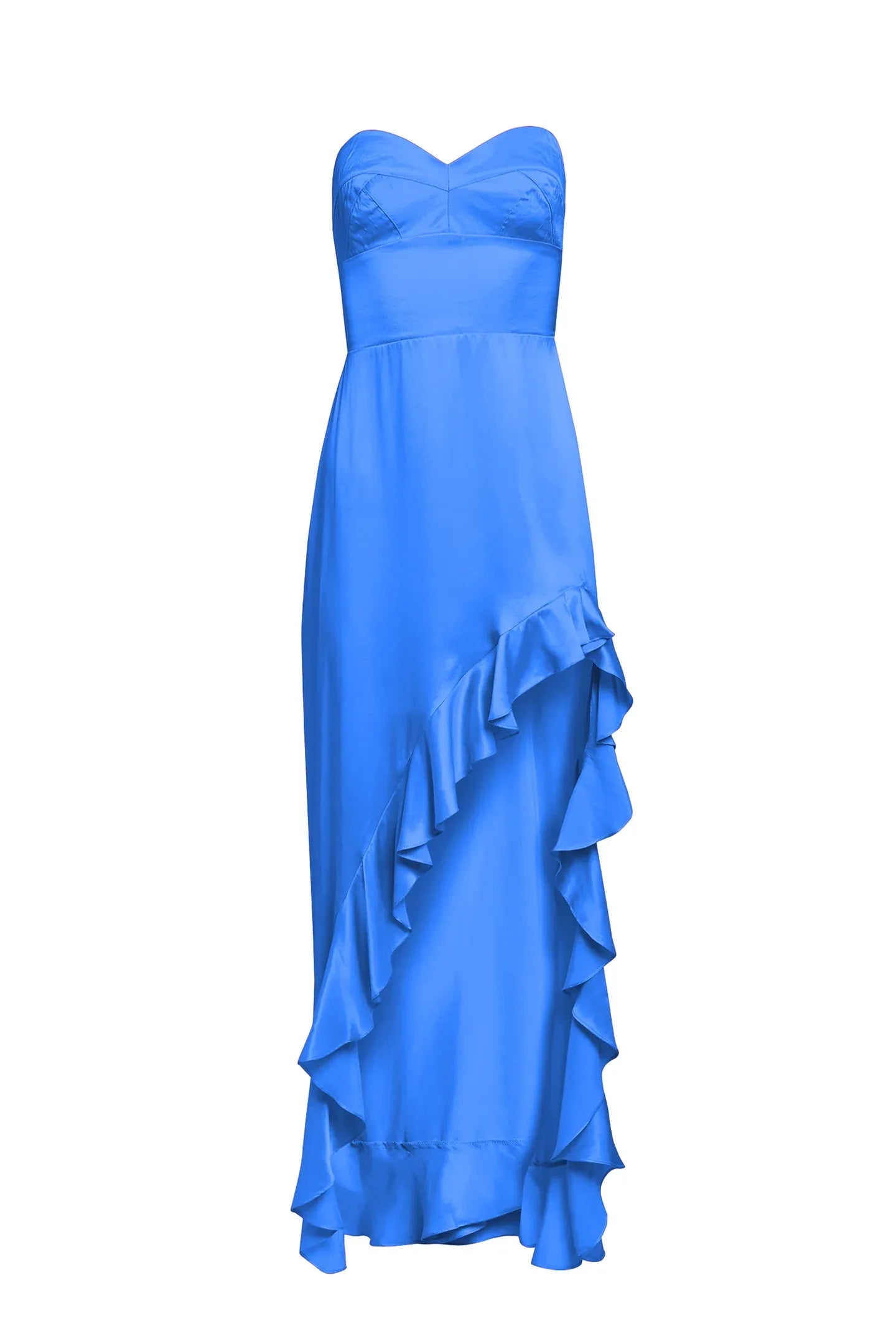 Sexy Sheath Strapless Sweetheart Ruffle Slit Floor Length Prom Dress