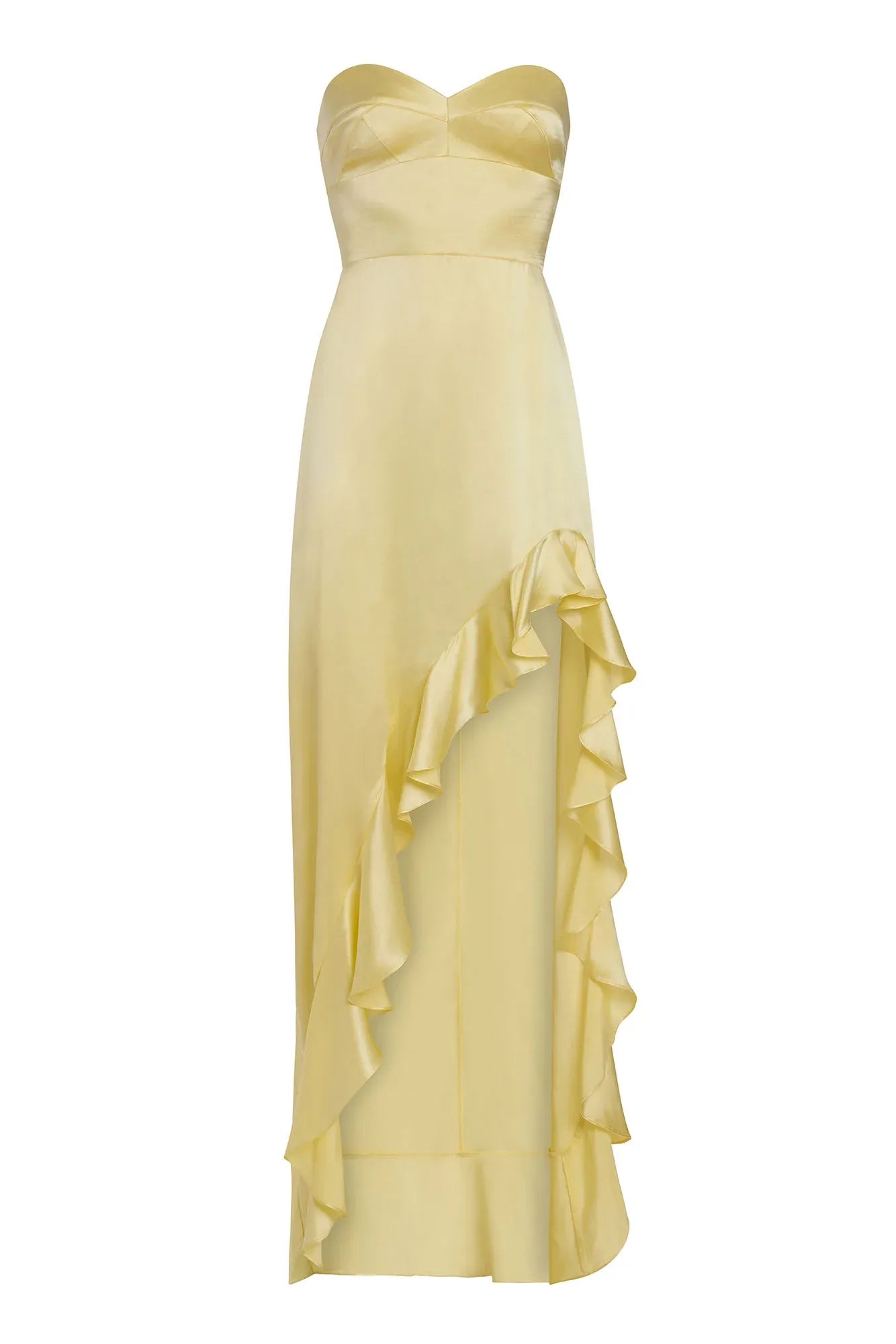 Sexy Sheath Strapless Sweetheart Ruffle Slit Floor Length Prom Dress