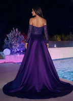 Sexy Sheath Sweetheart Long Sleeves Sequins Pleated Sweep Train Prom Dress