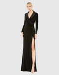 Sexy Sheath V Neck Long Sleeve Full Coverage Back Floor-Length Prom Dress