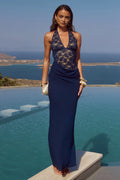 Sexy Slim Deep V Neck Sleeveless Ruched Floor-Length Prom Dress