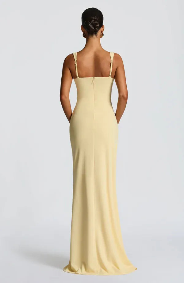 Sharp Mermaid Square Neck Adjustable Strap Back Zipper High Slit Floor Length For Women Prom Dress