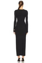 Sharp Sheath Keyhole Neck Long Sleeve Solid Back Floor Length Evening Dress