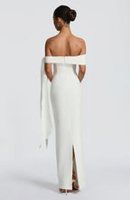 Sharp Sheath Off Shoulder Sash Detail Back Zipper High Slit Floor Length For Sale Prom Dress