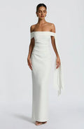 Sharp Sheath Off Shoulder Sash Detail Back Zipper High Slit Floor Length For Sale Prom Dress